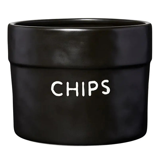 Black Ceramic Chips Serving Container