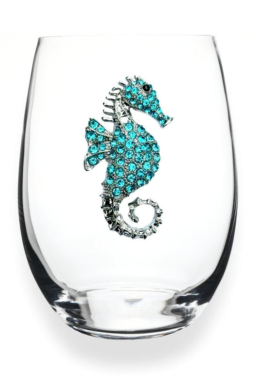 Blue sea Horse Stemless wine Glass