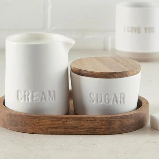 Juego de crema y azúcar de cerámica Face To Face