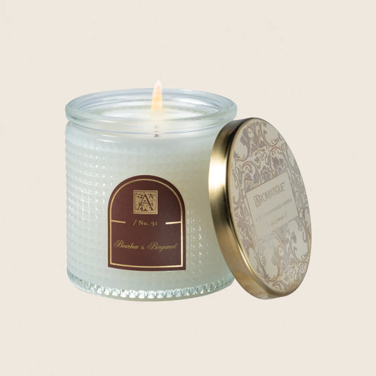 Bourbon & Bergamot Textured Glass Candle-6oz