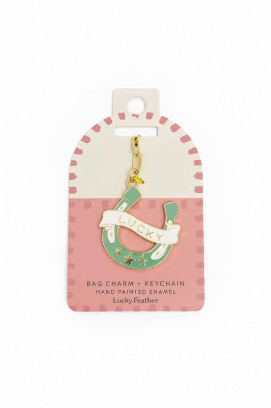 Enamel Bag Charm Keychain - Lucky Horseshoe