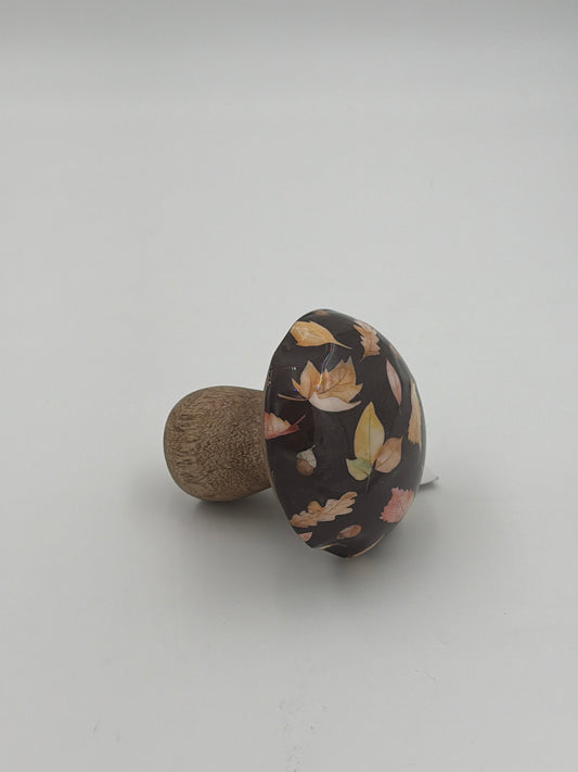 Fall Print Wood Mushroom Decoration-Assorted Colors