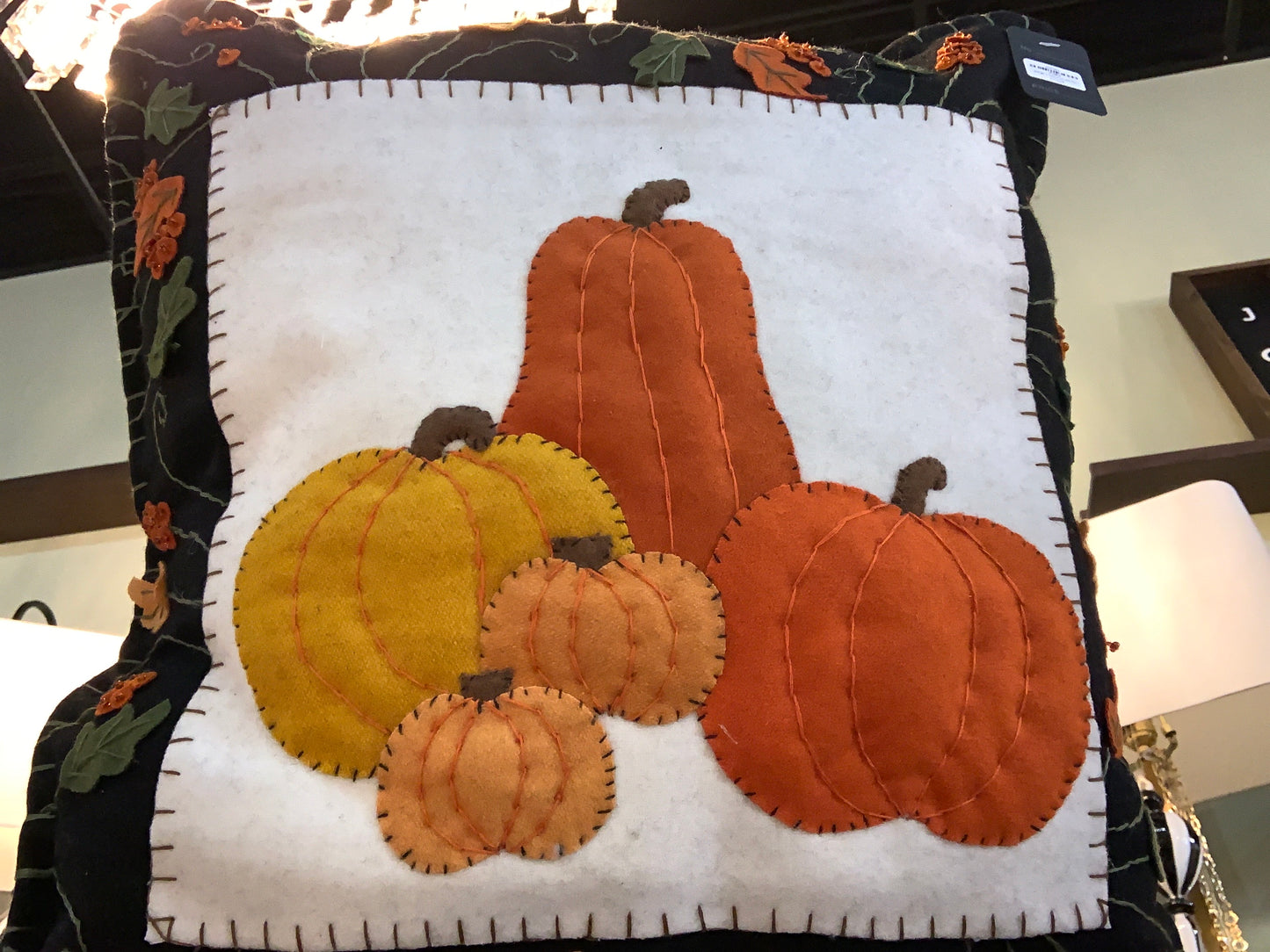 16x16" Pumpkin Black Pillow