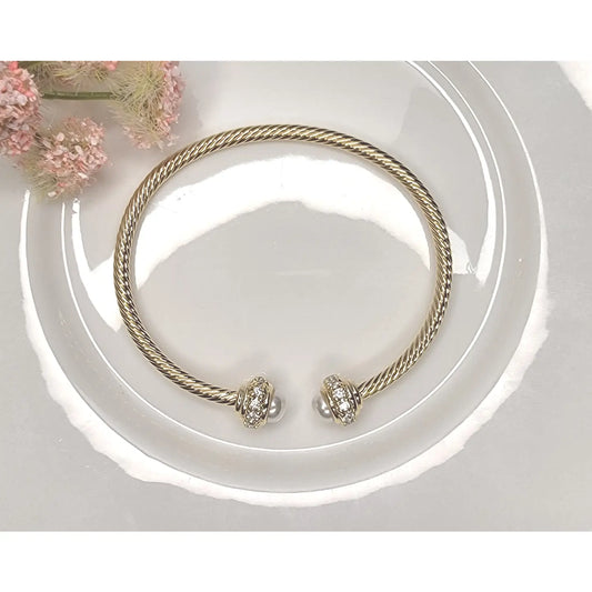 Cable Bracelet with Diamond and Pearl