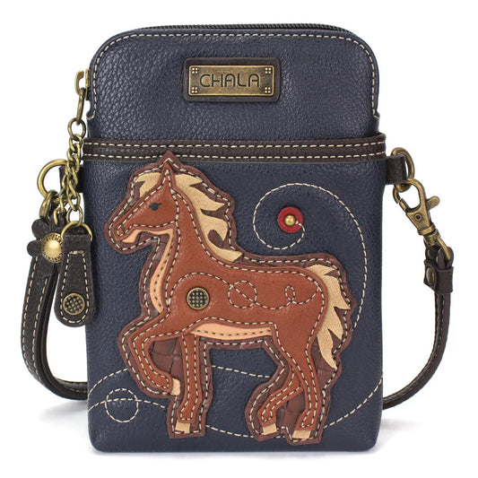 Cell Phone Crossbody Bag-Horse-Navy
