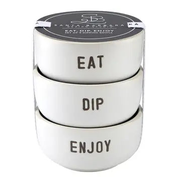 Ceramic Dip Bowl Set-Eat Dip Enjoy