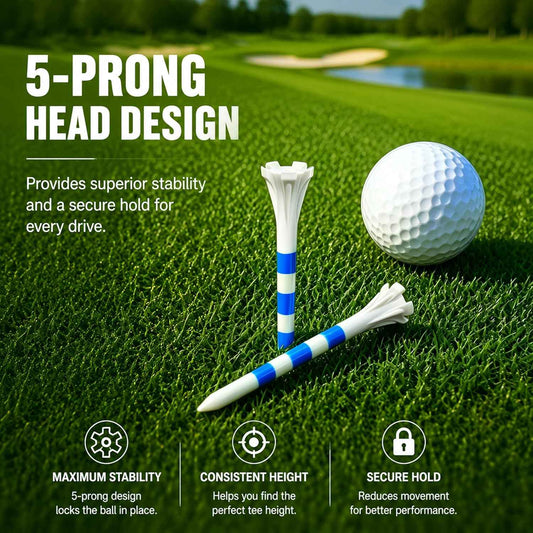 CHAMPKEY Professional 5-Prong Plastic Golf Tees