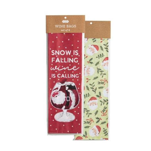 Snow Christmas Paper Wine Bag-Set of 6