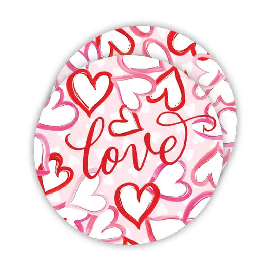 Coaster Pack - Round Handpainted Red & Pink Hearts