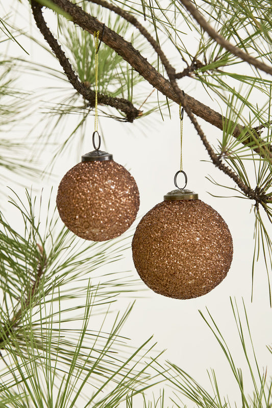 Copper Glitter Ornament 3"