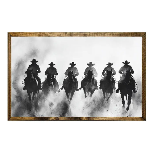 COWBOYS ON HORSEBACK BLACK AND WHITE