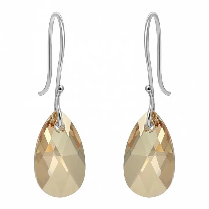Crystal Briolette Earrings-Crystal Elements Golden