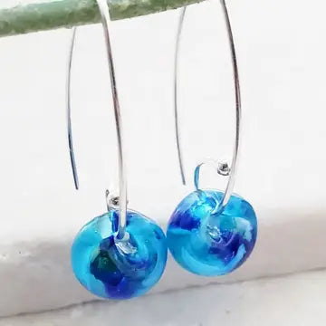 Curled Marquis Earrings in Azure Blue