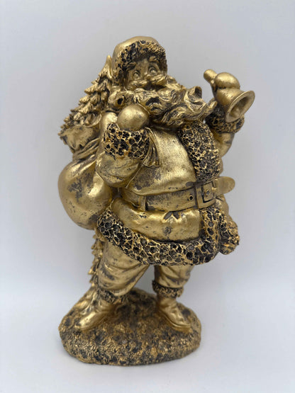 Antique Gold Resin Santa's-Set of 2