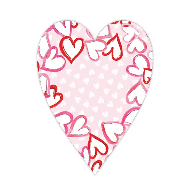 Die Cut Accents Handpainted Pink & Red Hearts