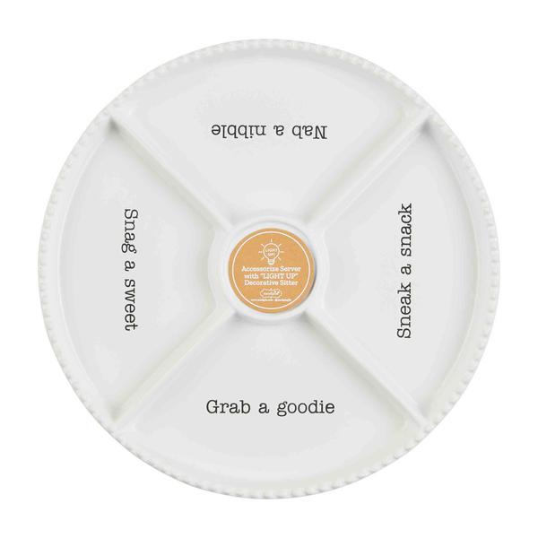 Bandeja dividida con sección para base luminosa.