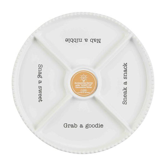 Bandeja dividida con sección para base luminosa.