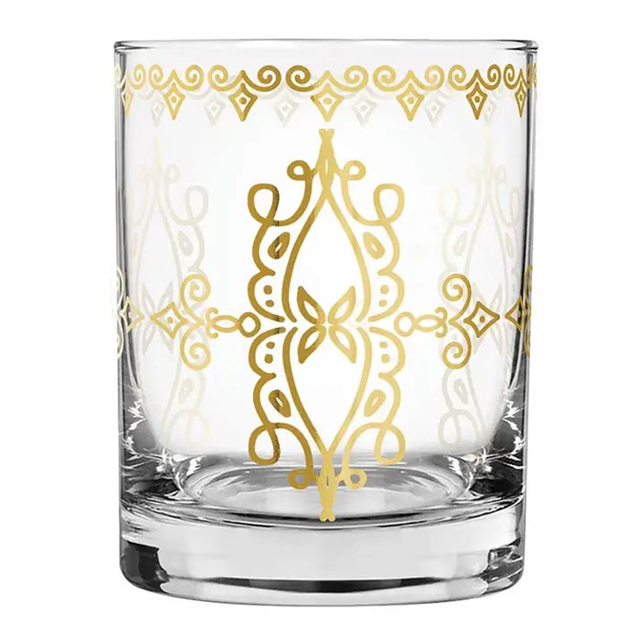 Double Old-Fashioned Glass-Clear with Gold Foil
