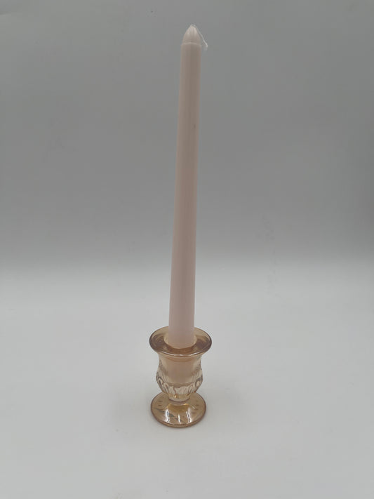 Candelabro pequeño de vidrio ámbar con forma cónica
