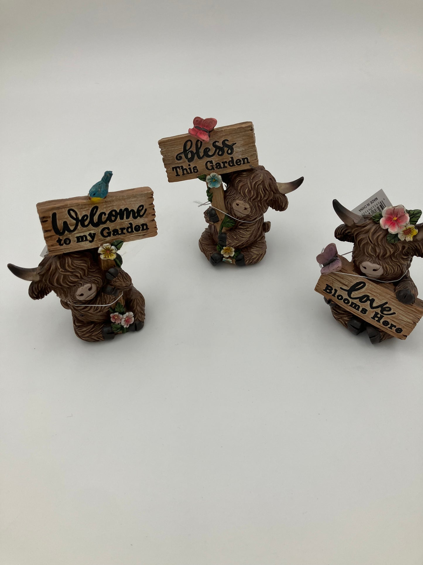 Resin Highland cow -assorted garden theme-sold separately