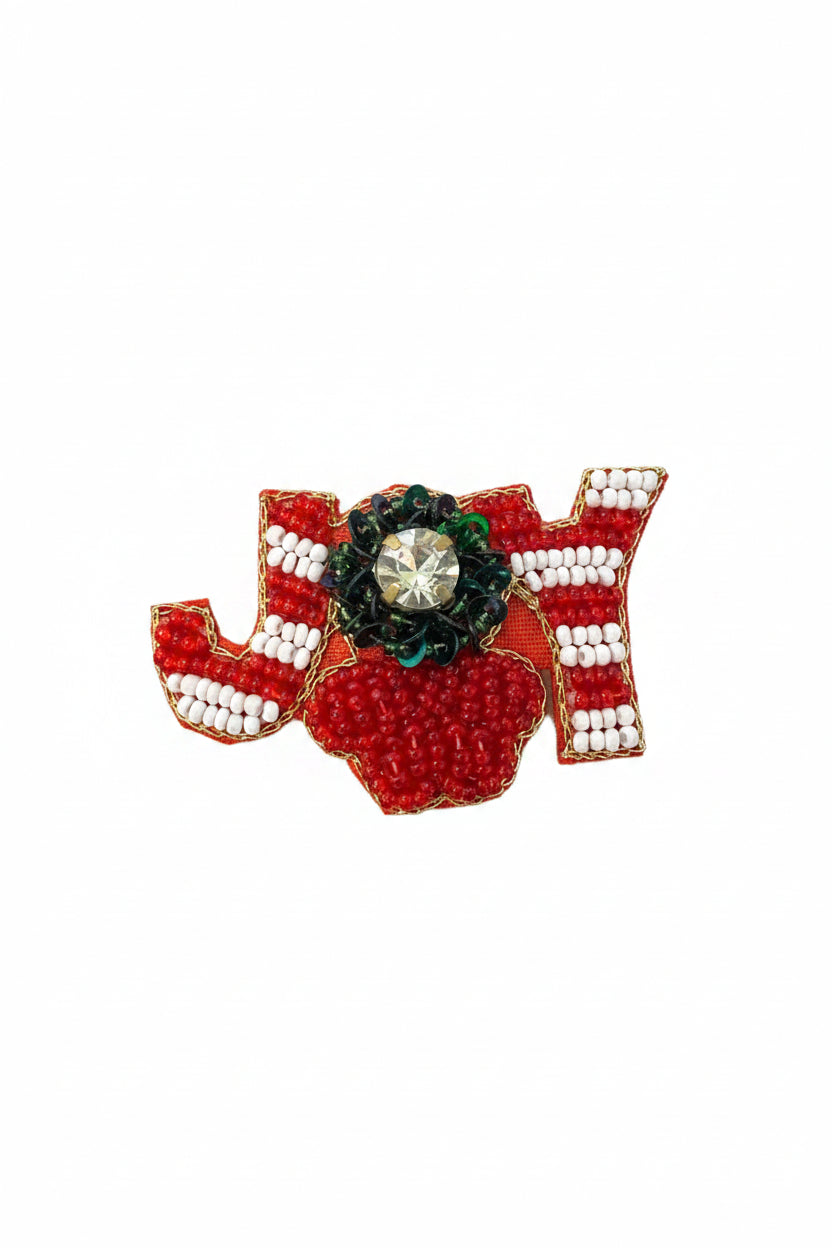 Holiday Beaded Brooch - joy