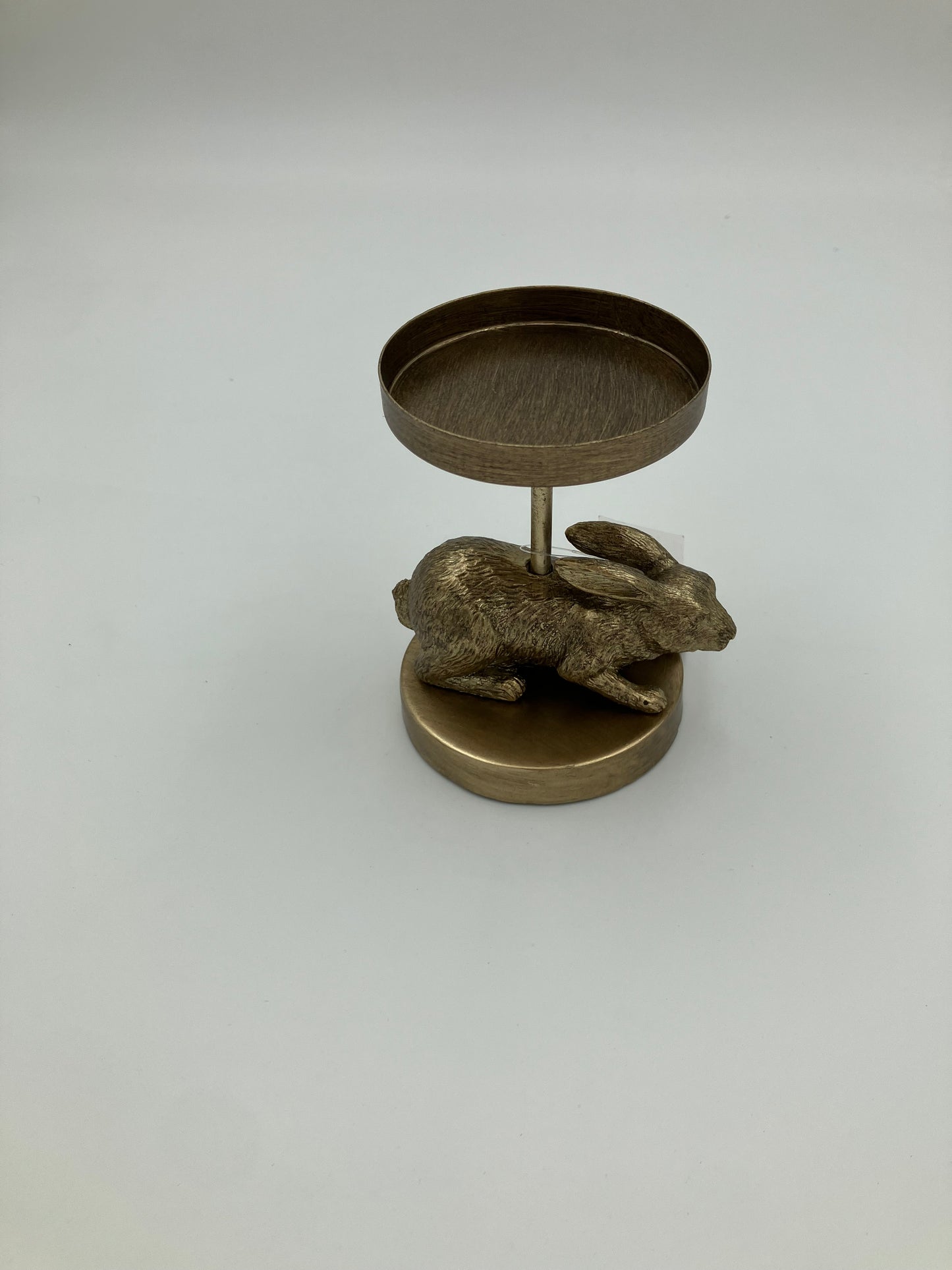 Gold crouching bunny candle holder