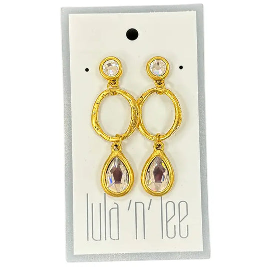 Antique Gold and Crystal Dangle Earrings