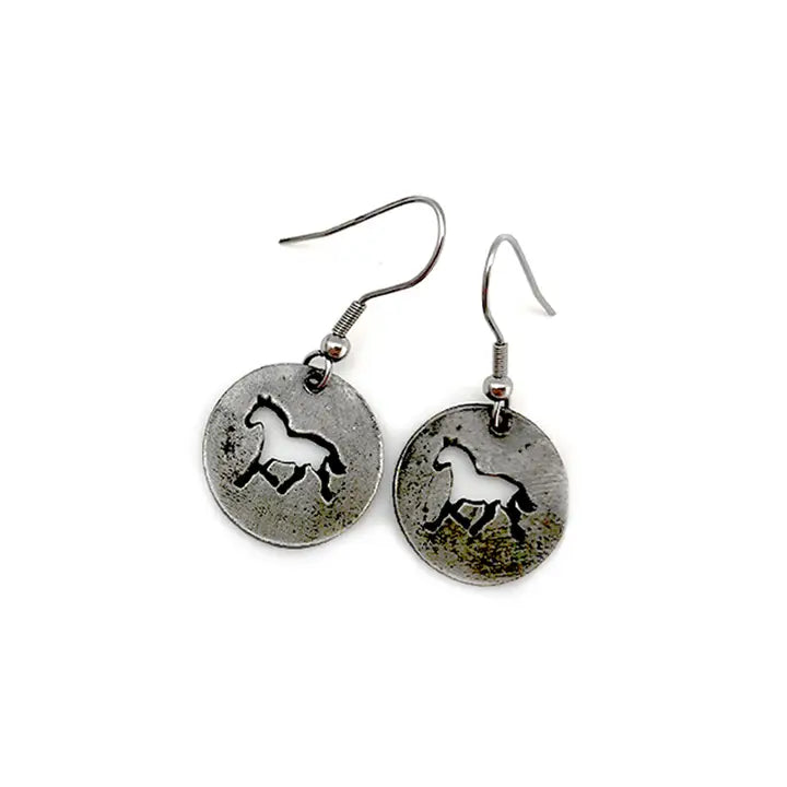 Pewter Earrings - Horse Cutout