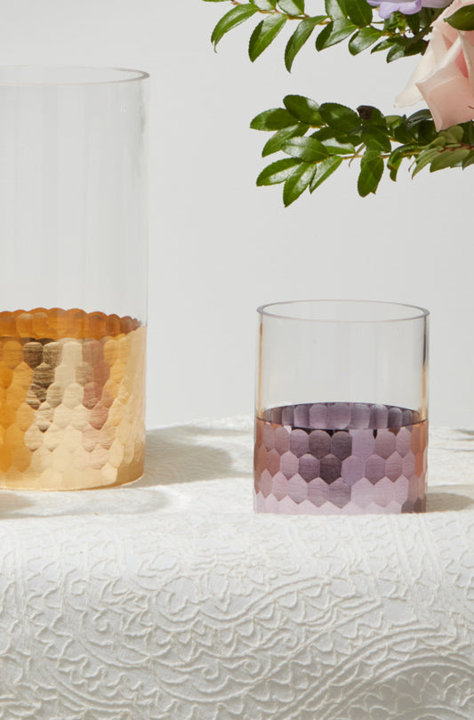 Elsa Cylinder Vase-Clear and Gold-3.75"x8"