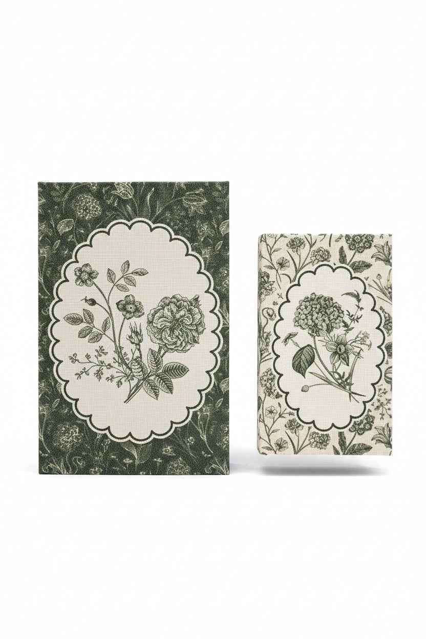 Green Botanical Book Decor (2 pc set)