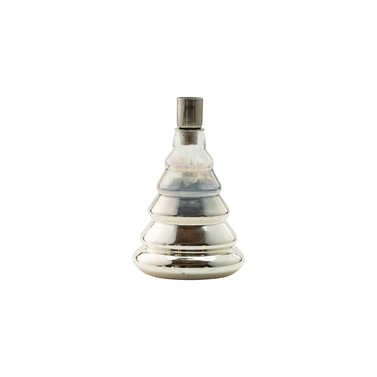 Tinsel Glass Tree Candle Holder, Silver