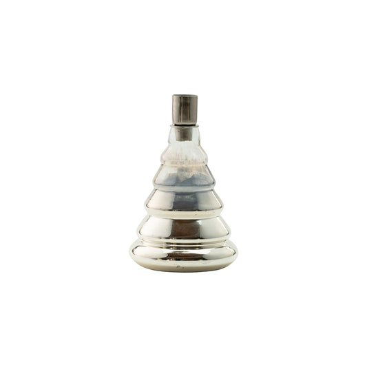 Tinsel Glass Tree Candle Holder, Silver