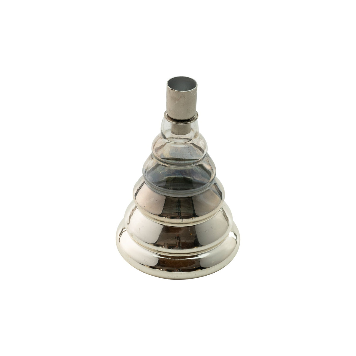 Tinsel Glass Tree Candle Holder, Silver