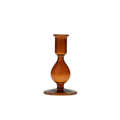 Carina Glass Taper Candle Holder, Amber