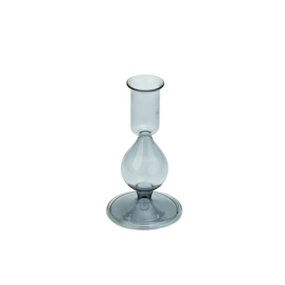 Carina Glass Taper Candle Holder, Smoke