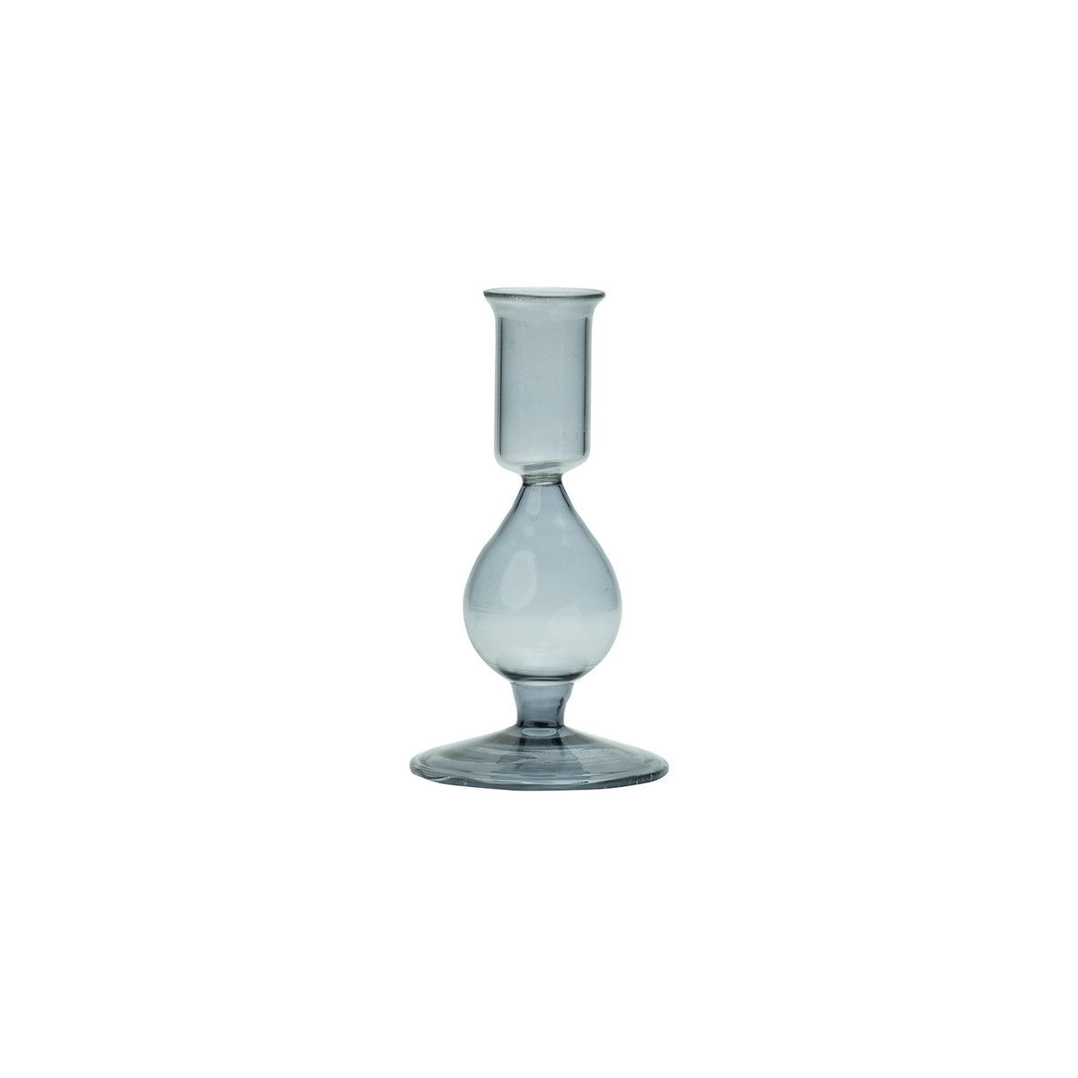 Carina Glass Taper Candle Holder, Smoke