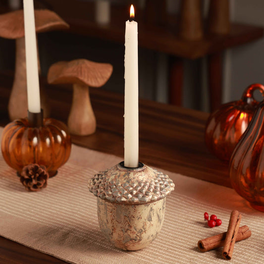 Juno Russet Glass Acorn Candle Holder