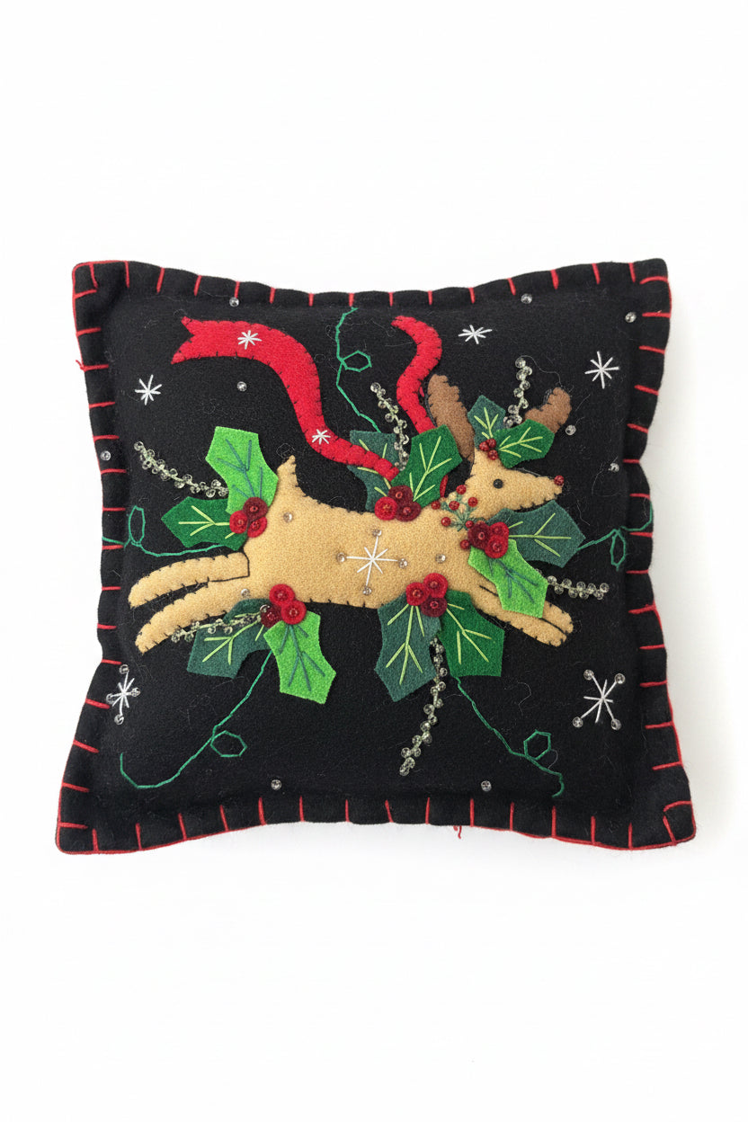 Reindeer holiday decorative square pillow