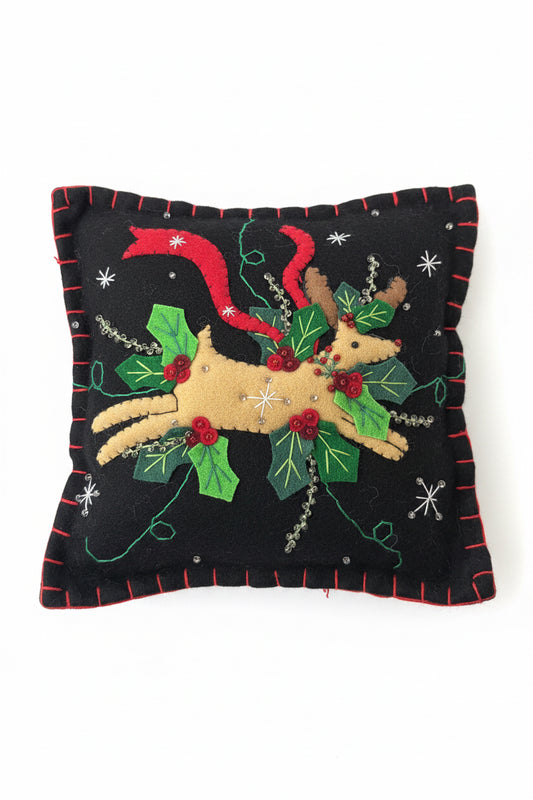Reindeer holiday decorative square pillow