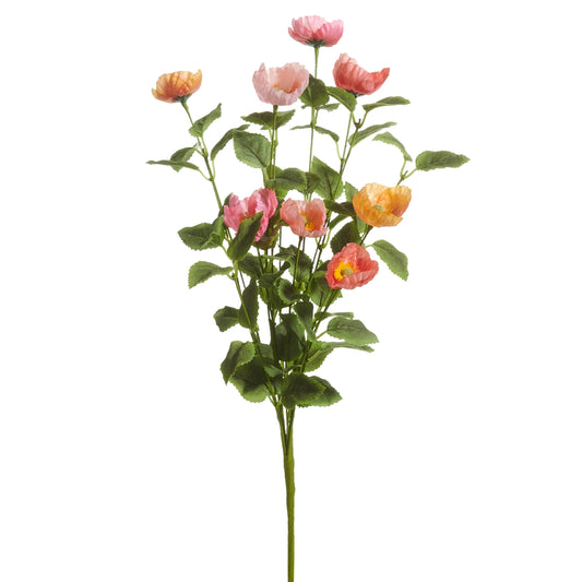 21.5" Pink and Coral Poppy Spray