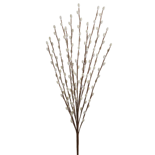 28" White Pussy Willow Branch