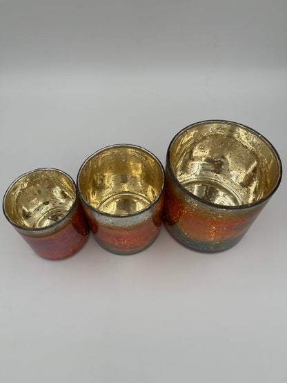 Orange Luster Ombre Votive Holders-Set of 3