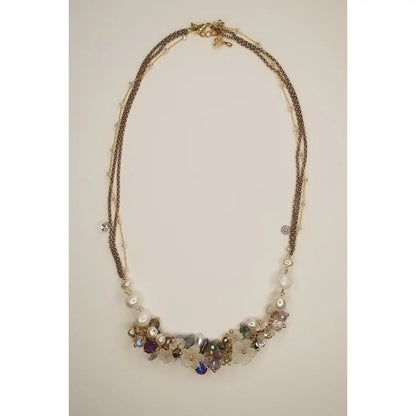 Handmade Floral Delicately Crafted Pearl and Crystal Necklace