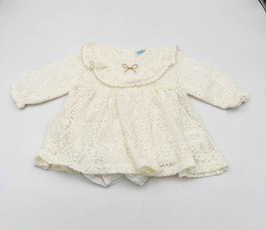 Baby Girl Long sleeve lace dress with gold bow
