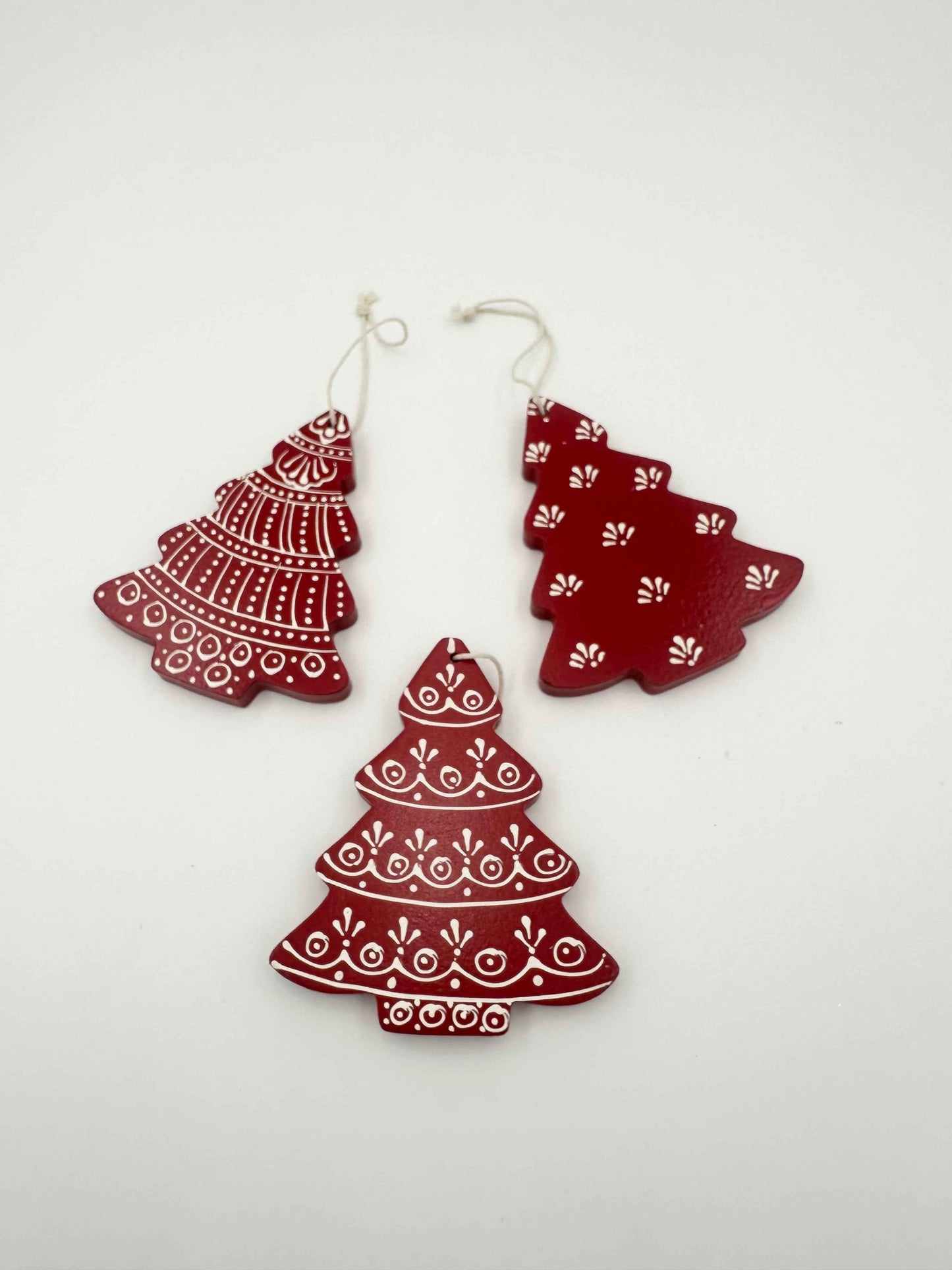 Hand Painted Christmas Tree Ornament - Red