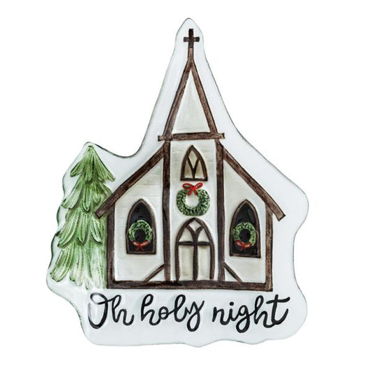 Decorative Christmas Plate-Oh Holy Night Church