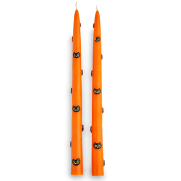 Black Cats Hand Painted Taper Set Of 2