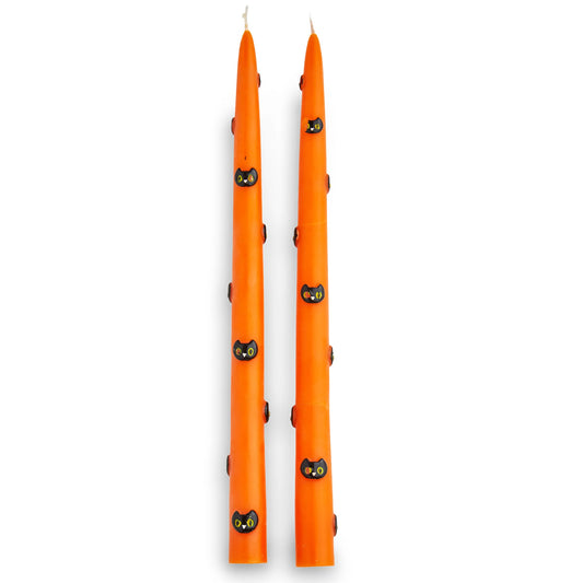 Black Cats Hand Painted Taper Set Of 2