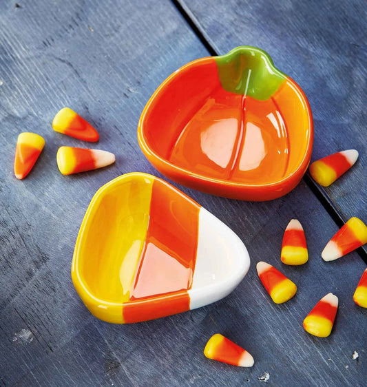 Pumpkin & Candy Corn Dip Bowl Assortment Of 2