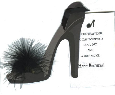 Black Shoe with Feather Greeting card